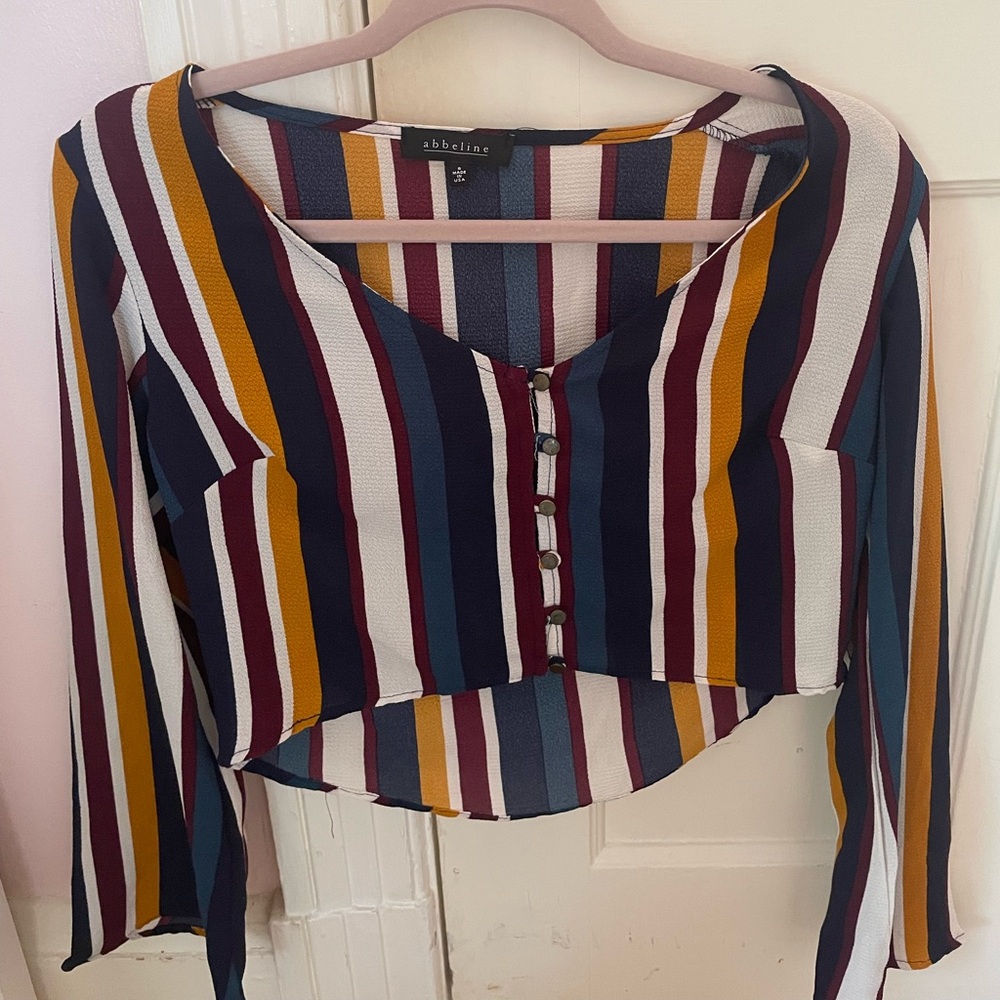 Striped long sleeve blouse